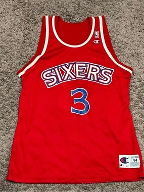 Vtg Allen Iverson #3 Philadelphia 76ers Red Jersey Sz 44 Champion